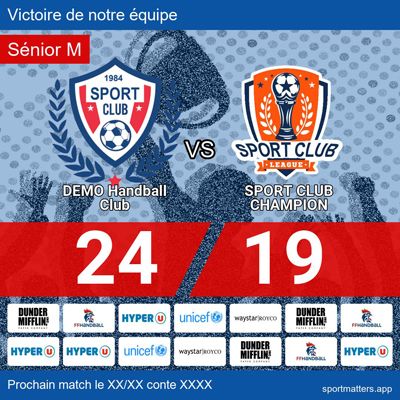 Affiche de résultat : victoire