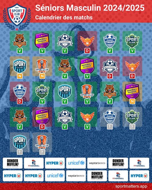 Calendrier des matchs d'une équipe