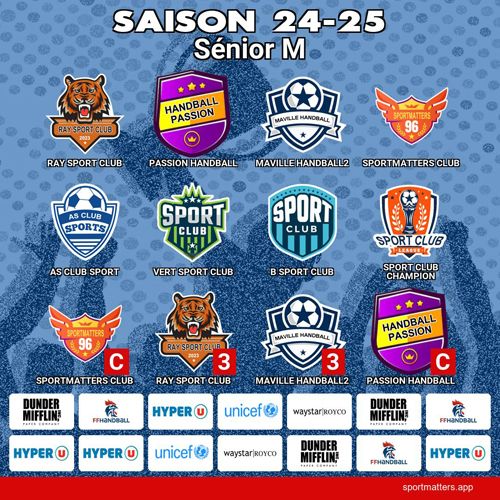 Les équipes du championnat de la saison