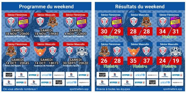 Programme des matchs du week-end